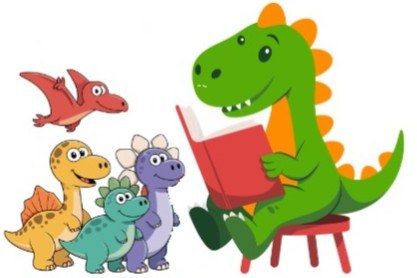 Dinosaur reading Dinosaur reading to young dinos
